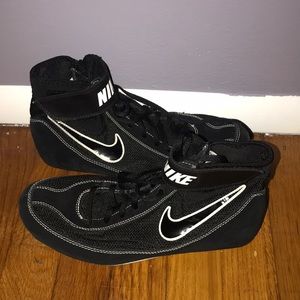 Nike Black White Speed Sweep VII Wrestling Shoes